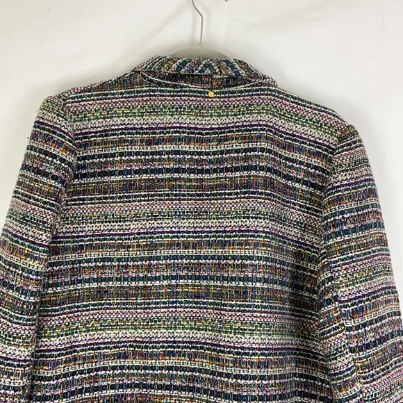 Anthropologie Harlyn Multicolor Striped Blazer Tweed Boyfriend Oversized open - Picture 12 of 14